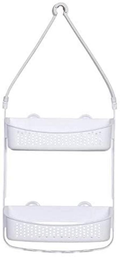 Douche-hangrek met manden en haken veelzijdige opbergoplossing 1 stuk wit kunststof