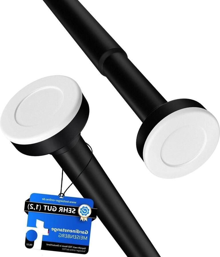 Douchegordijnstang Zonder Boren 140-250 cm Telescopische Metalen Stang Uitschuifbaar Spanstang Badkamer Garderobe Keuken Ø25 mm Zwart Roestvrij Staal gordijnrails uitschuifbaar