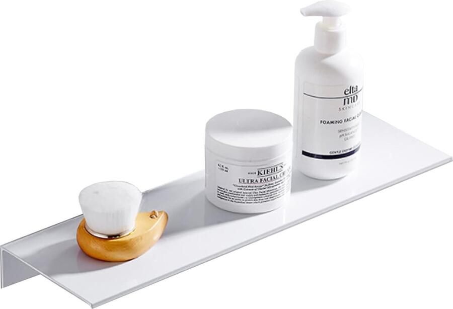 Doucheplank zonder boren 30 cm wandgemonteerde doucheplank zelfklevende douchemandorganizer aluminium badkamerplank voor badkamer en keuken wit