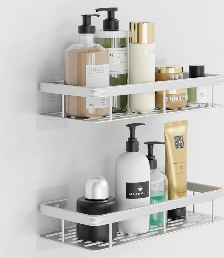 Doucheplank zonder boren Douchemand badkamerrek voor bombgrip Industriële plakband Aluminium bathroom shelf wood