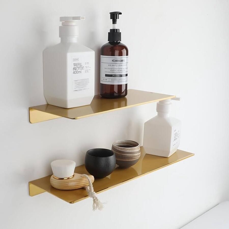 Doucheplank zonder boren set van 2 goud aluminium