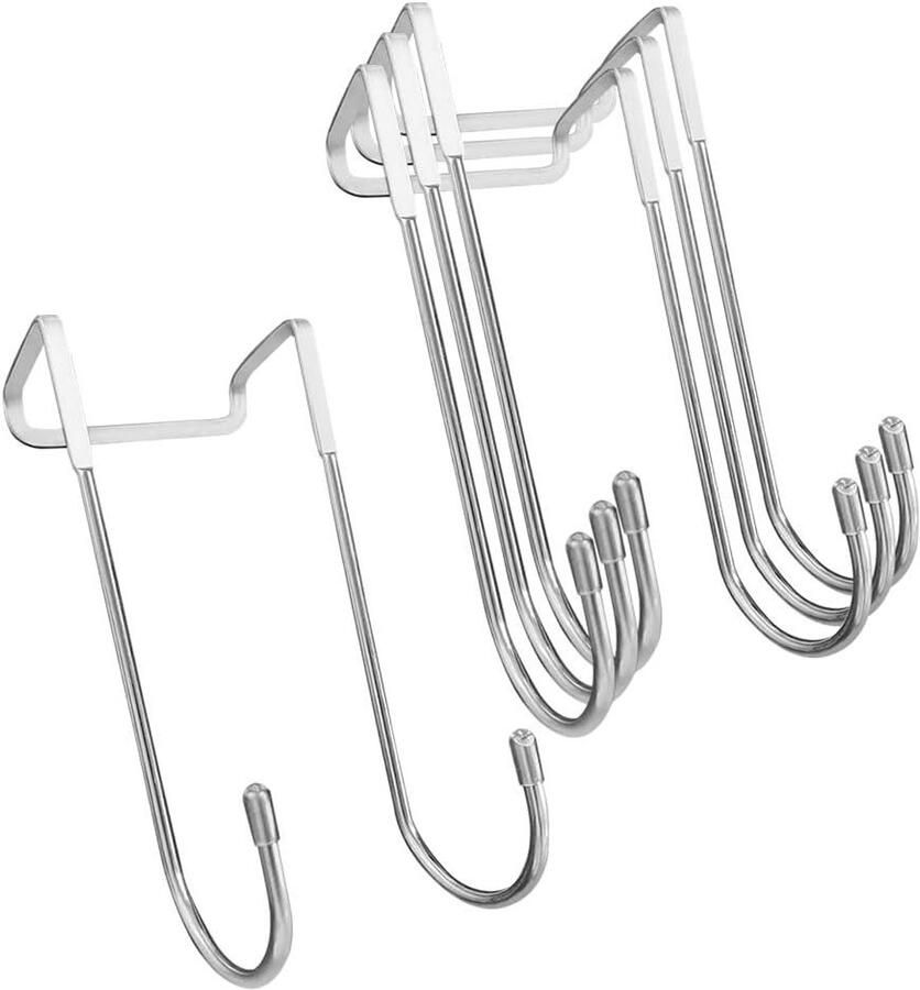 Douchescherm Dubbele Haken Set van 4 Stuks 45cm Zonder Boren Handdoekhaak Badkamer Keuken Lade Kast S-vormig