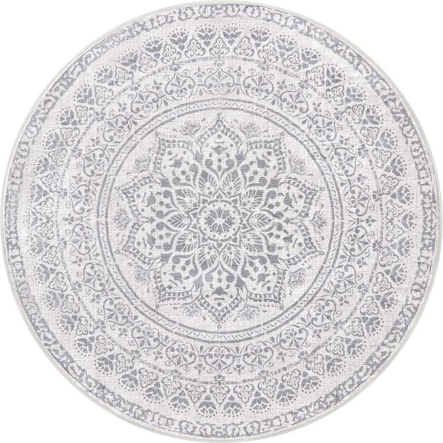 Rootz Living Rootz Dove Grey Boho Style Rond Tapijt Rond Tapijt Vloerkleed Polyester Vilt TPR 160cm Diameter Lichtgewicht 2 8 kg