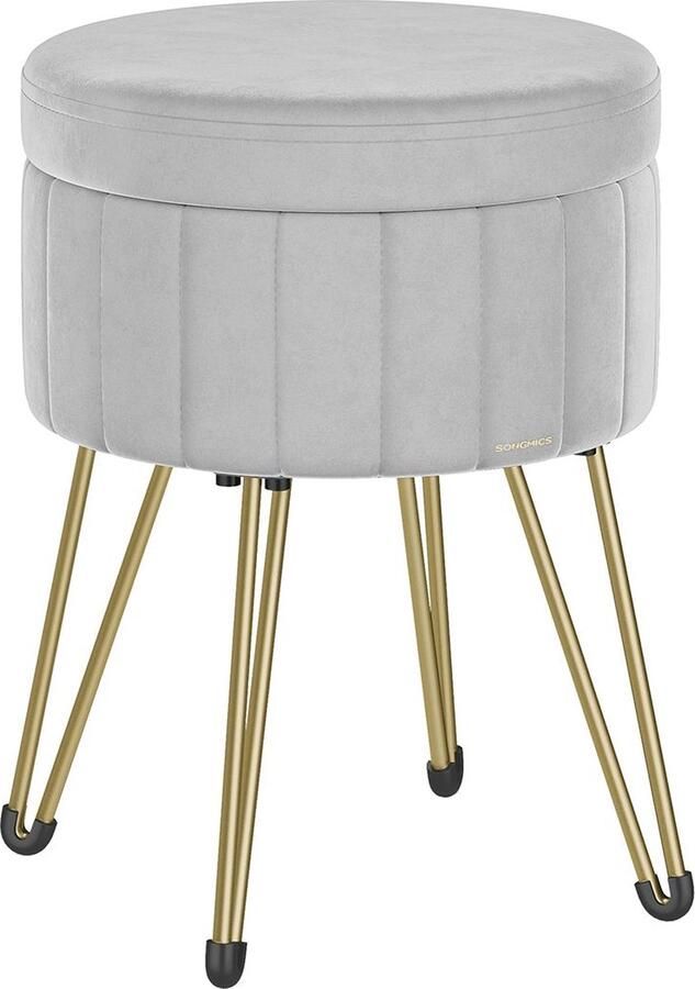 Rootz Living Rootz Dove Grey Velvet Kruk Ronde poef 25D Schuim MDF Staal 39cm x 44 4cm Lichtgewicht 3 3kg 136kg capaciteit