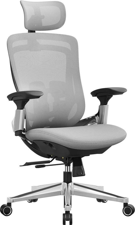 Rootz Living Rootz Dove Grijze Bureaustoel Ergonomische stoel Draaistoel Stalen frame Verstelbare hoogte Comfortabele vulling 70cm x 70cm x (115-125)cm - Foto 2