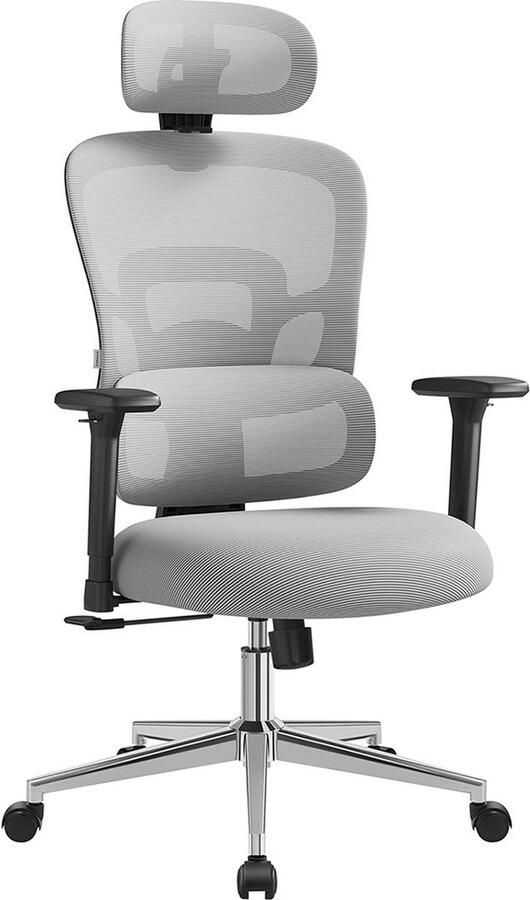 Rootz Living Rootz Dove Grijze Bureaustoel Stalen frame PU-leer schuimvulling Nylon basis 70 cm x 70 cm x (117-125 cm) 17 kg Statisch draagvermogen 150 kg