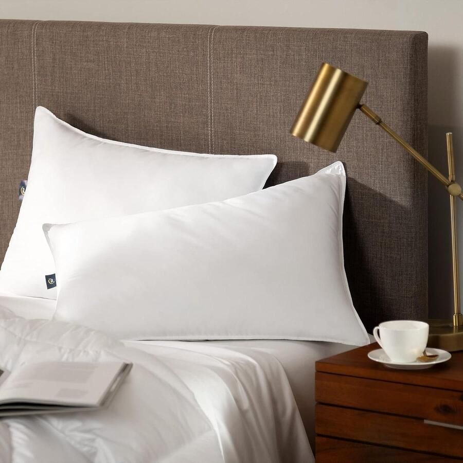 Down Illusion Soft Hypoallergenic Medium Solid Bed Pillows for Sleeping King White 2 Pack