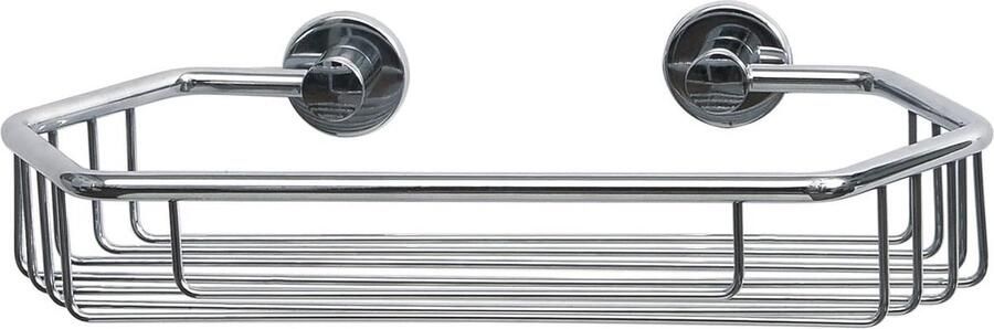 Draad doucherek hoogglans verchroomd metaal zelfklevend afmetingen 65 mm x 275 mm x 135 mm bathroom shelf wood