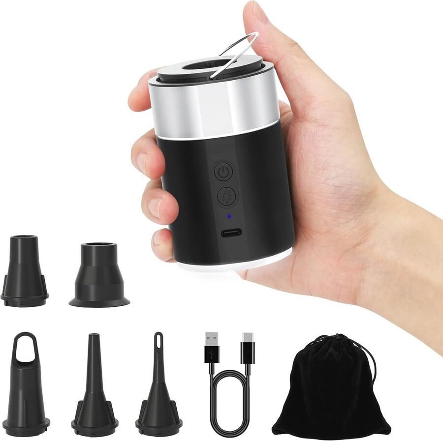 Draadloze Elektrische Pomp voor Opblaasbare Voorwerpen 4000mAh Compacte Mini Luchtbedpomp met LED Licht en Draagtas