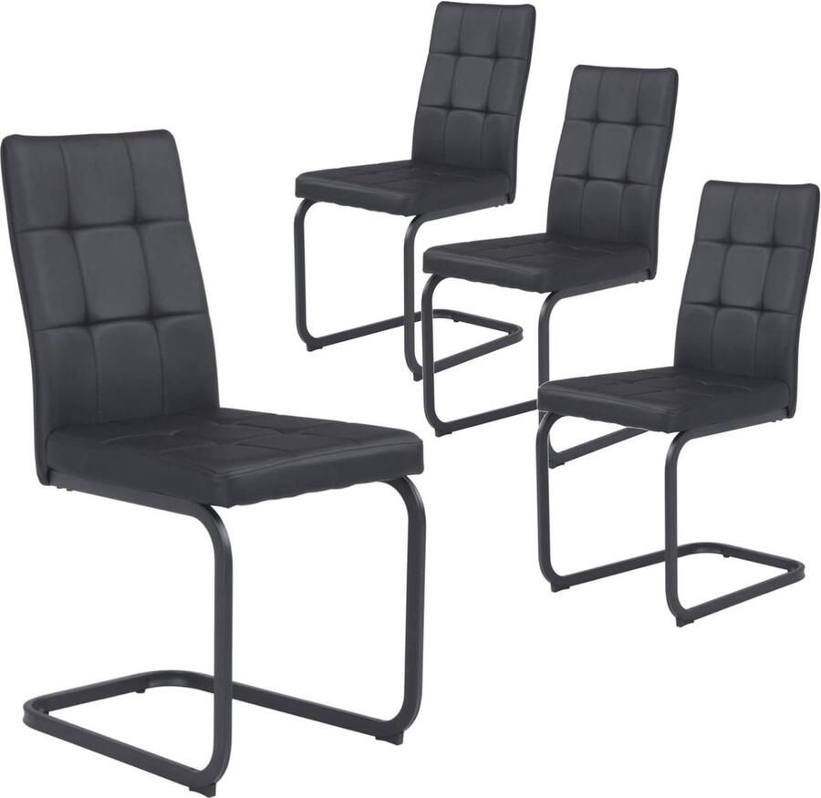 Eetkamerstoelen set van 4 industriële keukenstoelen met schommelfunctie en modern ontwerp