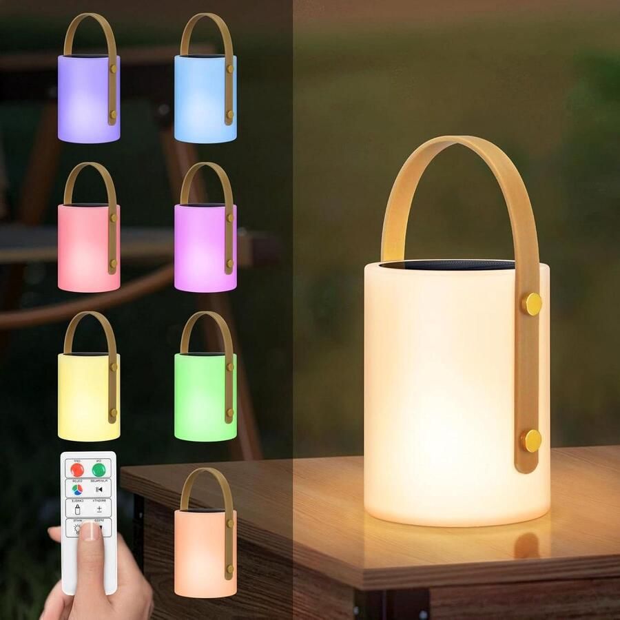 Draadloze Outdoor Tafellamp Dimbaar Warm Wit en RGB Afstandsbediening Grote IP44 LED-Lantaarn Voor Binnen Buiten Tuin Terras