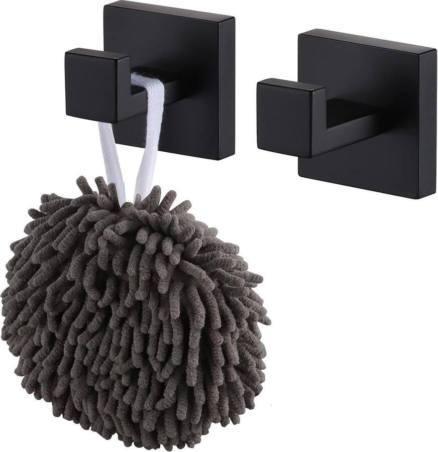 Kapstokhaken voor muur badkamer handdoekhaak zwarte kapstok gewaad haak garage zwaar werk muur gemonteerd roestvrij staal B1010BK-P2 Towel Hooks