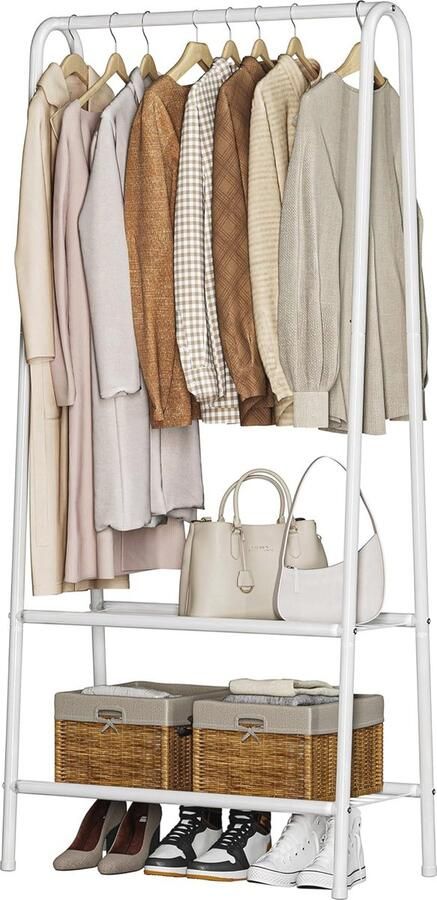 Draagbaar Kledingrek Duurzaam en Stevig Design met Dubbele Bodemplank voor Efficiënte Kledingopslag