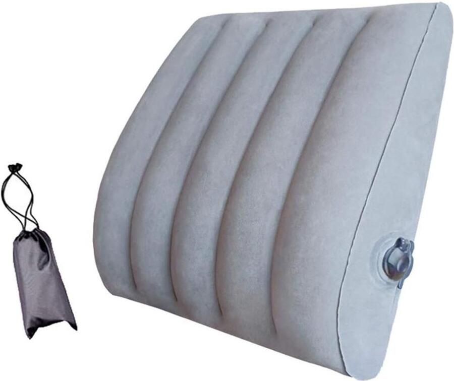 Opblaasbaar lendenkussen met tas wigkussen voor vliegtuig auto thuis kantoor bank stoel