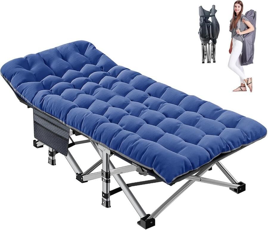 Draagbaar Opvouwbaar Campingbed met Matras voor Buitenreizen Extra Breed 190x71 cm Ondersteuning tot 200 kg