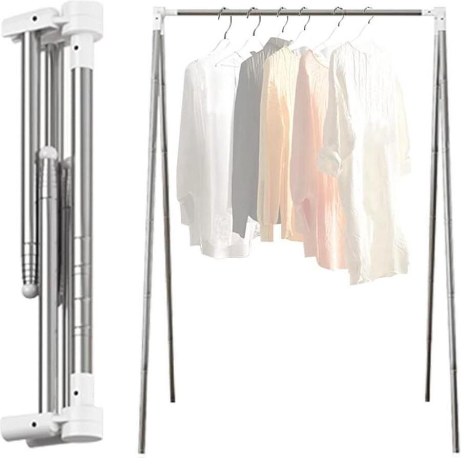 Draagbaar reiskledingrek opvouwbaar mini-kledingrek voor dans reizen kamperen (zilver) Opvouwbare kledingrek