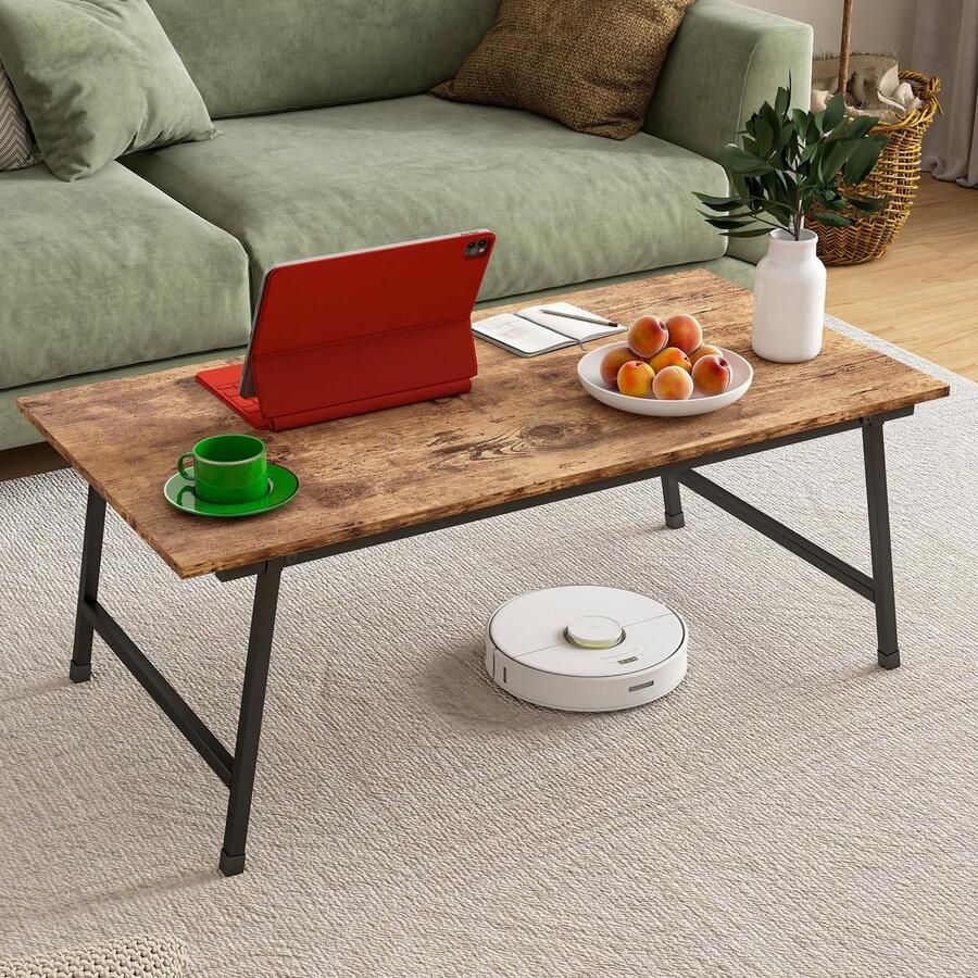 Draagbare en Opvouwbare Salontafel met Vintage Bruine Afwerking Eenvoudige Montage en Stabiele Constructie