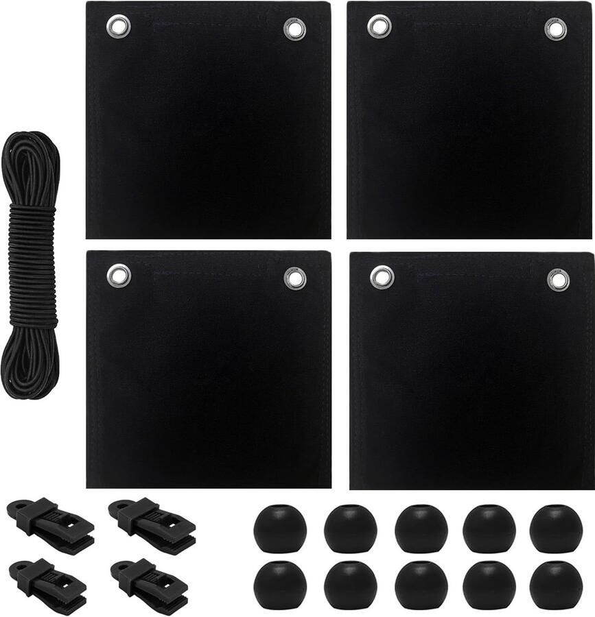 Draagbare gewichtstas voor gordijnen van een buitenprieel 4 gewichtstassen en 4 karabijnhaken 4 clips geschikt voor het bevestigen van buitengordijnen tenten tafelkleden enz. ter voorkoming van wind