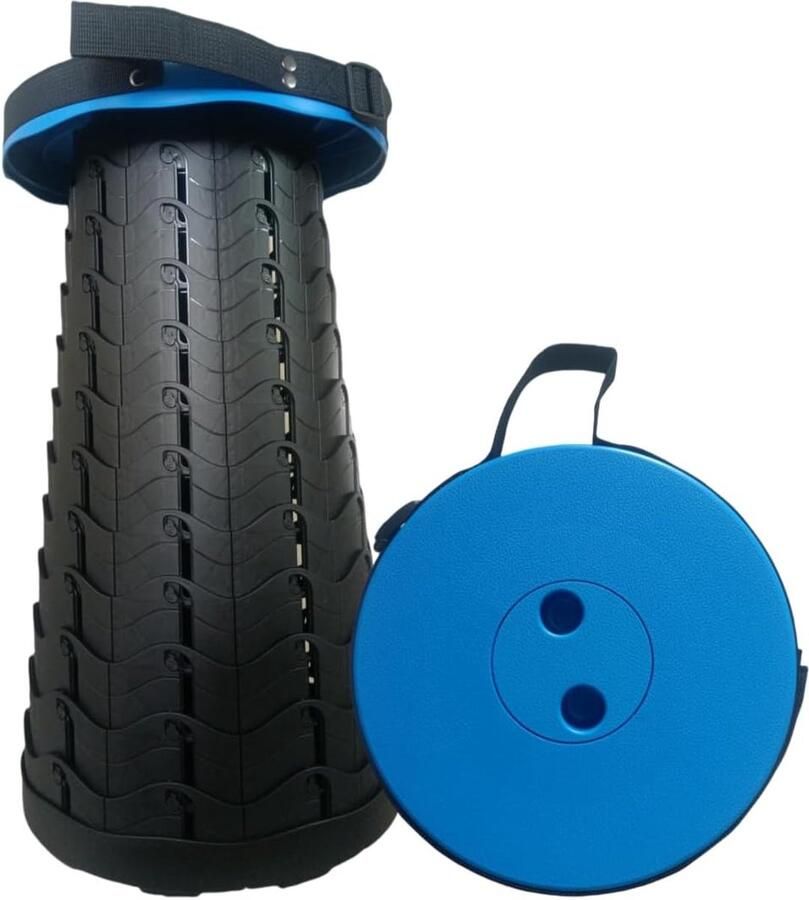 Draagbare klapkruk met een draagvermogen van 130 kg intrekbare kunststof opvouwbare kruk voor kamperen vissen wandelen grillen buiten binnen keuken (blauw)