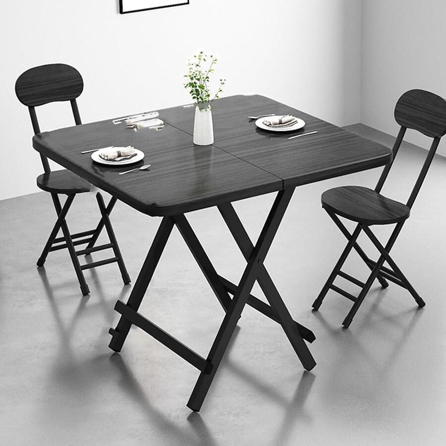 Draagbare opvouwbare eettafel opvouwbare buitentafel voor terras achtertuin eetkamer evenementen met dik tafelblad metalen frame geen montage nodig (kleur: bruin maat: 80 cm)