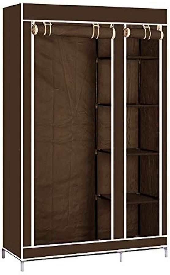 Draagbare Opvouwbare Kledingopbergkast Ideale Oplossing voor Kledingopslag (110 x 45 x 178 cm Bruin)