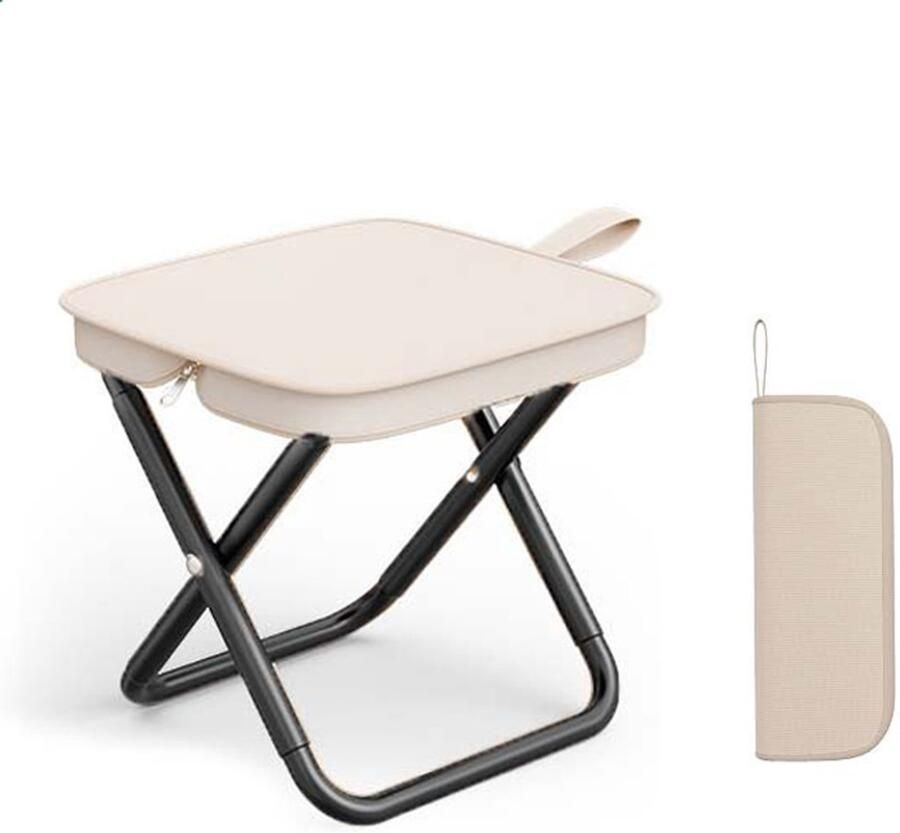 Draagbare opvouwbare kruk Opvouwbare kruk voor buiten in handtasstijl Handtasontwerp Gemakkelijk op te vouwen en op te bergen Verdikte koolstofstalen buis Geschikt voor buiten barbecues reizen kamperen Khaki