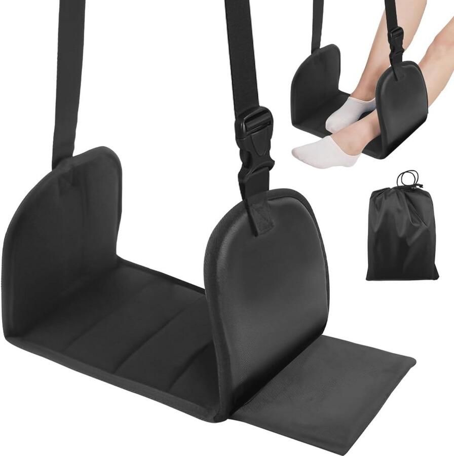 Draagbare Verstelbare Voetsteun voor Reis Comfortabele Traagschuim Hangmat voor Vliegtuig