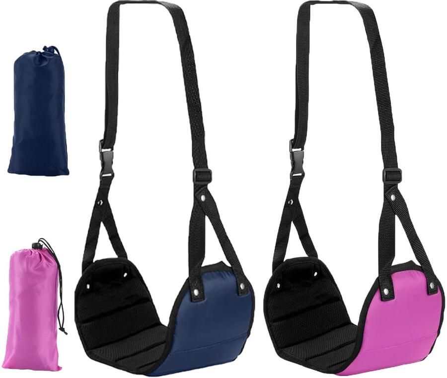 Draagbare voetensteun voor reizen Voethangmat 2 stuks Roze Blauw