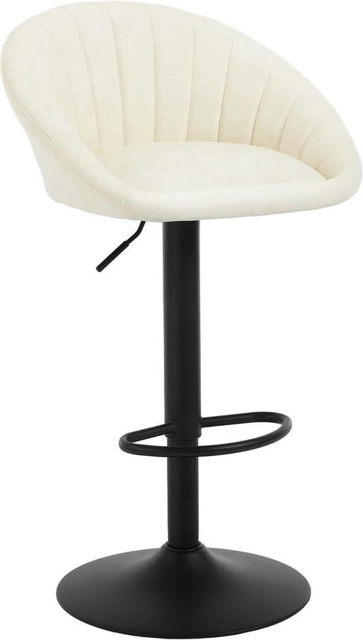 Furnibella Draaibare Barkruk – In Hoogte Verstelbare Barstoel met Rugleuning Kunstleer & Metaal Beige