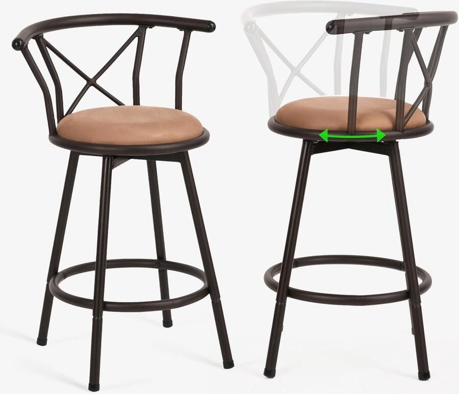 Draaibare barkruk retro look 1 stuk met voetensteun 56 5 cm breed