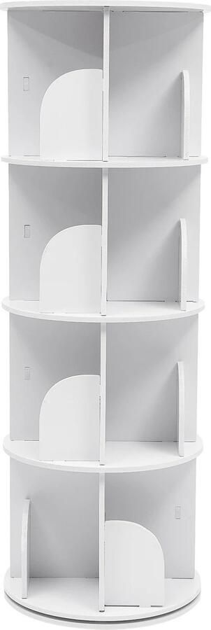 Jake Boss Life Tools Draaibare Boekenkast 4 lagen Wit Boekenrek 40 X 40 X 118 Woonkamer Slaapkamer Leuk voor Kinderboeken