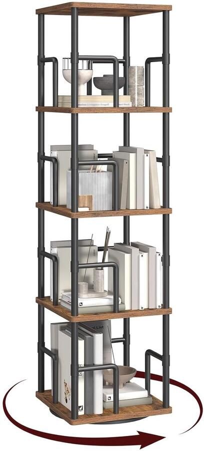 Draaibare Boekenkast Ruimtebesparend 1 stuk Stevig Spaanplaat 30 x 30 x 127 5 cm