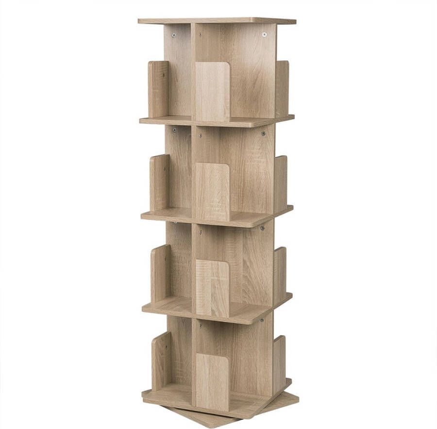 Draaibare boekenkast Tytus 4 lagen Oak Hout Boekenkast Boekenplank Boekenrek 39x39x128cm