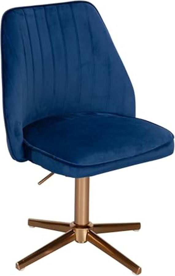 Draaibare bureaustoel donkerblauw velvet Ergonomische kuipstoel hoogwaardig design zonder wielen