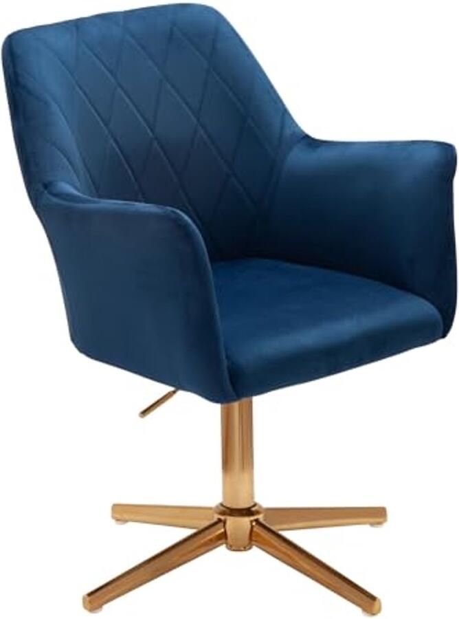 Draaibare bureaustoel donkerblauw velvet zonder wielen 120 kg