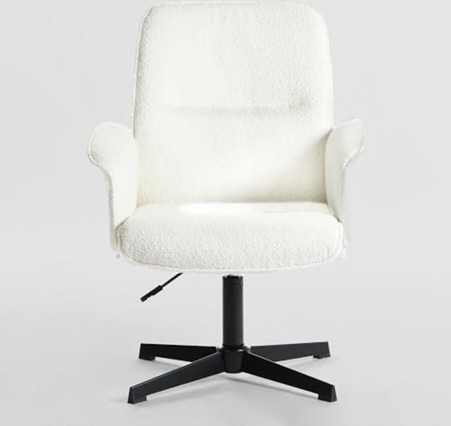 Draaibare bureaustoel in hoogte verstelbaar Boucléstof wit 63x66x83-94cm