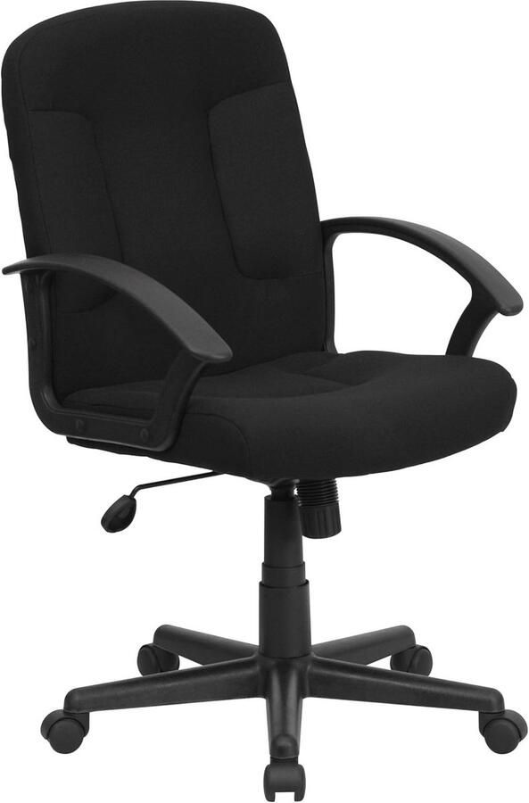 Draaibare Bureaustoel met Nylon Armen Mid-Back Executive Stoel in Zwart Comfortabel en Functioneel