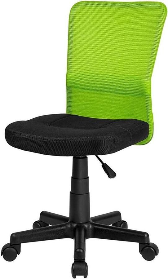 Bureaustoel draaistoel met kunststof lichtlopende wielen traploos in hoogte verstelbaar gevoerde zitting ergonomische pasvorm SGS-lift met wieltjes zwart groen - Foto 2
