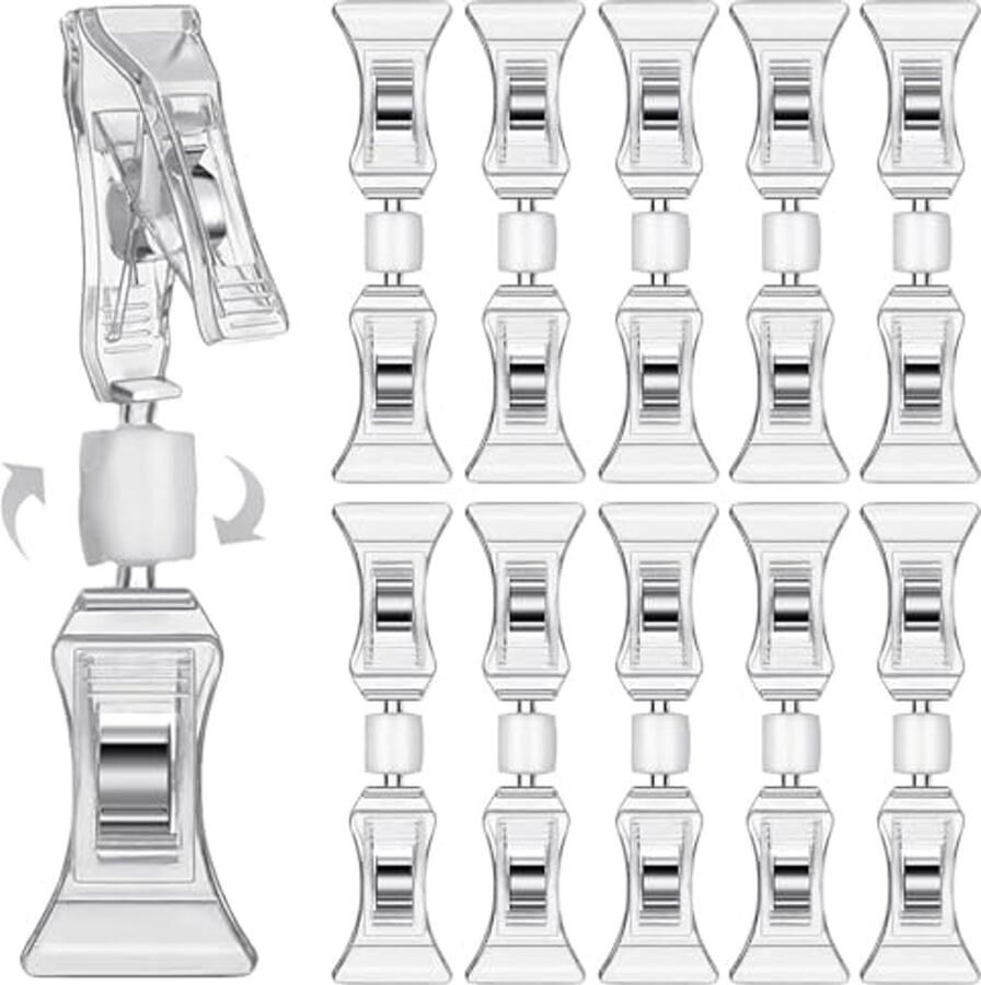 Draaibare Dubbele Clips voor Tafelkaarthouders Verpakking van 10