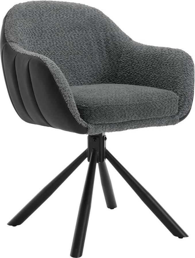 Rootz Living Rootz Draaibare Eetkamerstoel 360° Draaibare Stoel Boucle Stof Zachte Schuimvulling Stabiele Metalen Poten 57cm x 79cm x 62cm