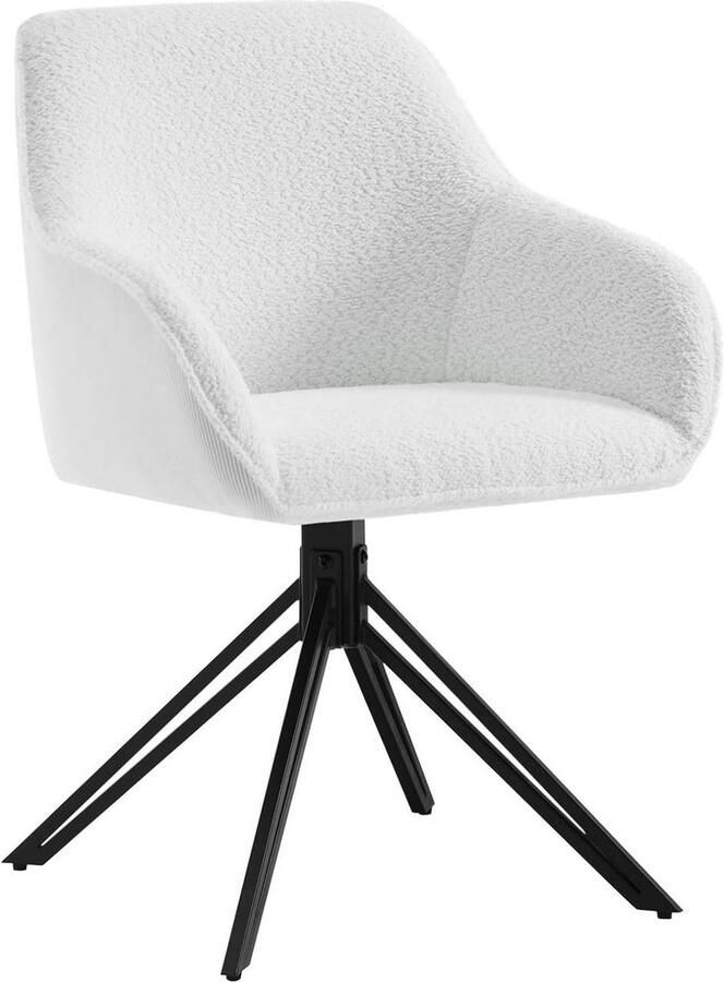 Rootz Living Rootz Draaibare Eetkamerstoel Boucle Stof Corduroy Zacht en Comfortabel 58cm x 82cm x 53 5cm