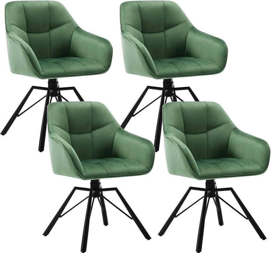 Rootz Living Rootz Draaibare Eetkamerstoel Draaibare Stoel Fluwelen Zitting Ergonomisch Ontwerp 360° Draaibaar Stevige Metalen Basis 58 5 cm x 82 5 cm x 54 5 cm