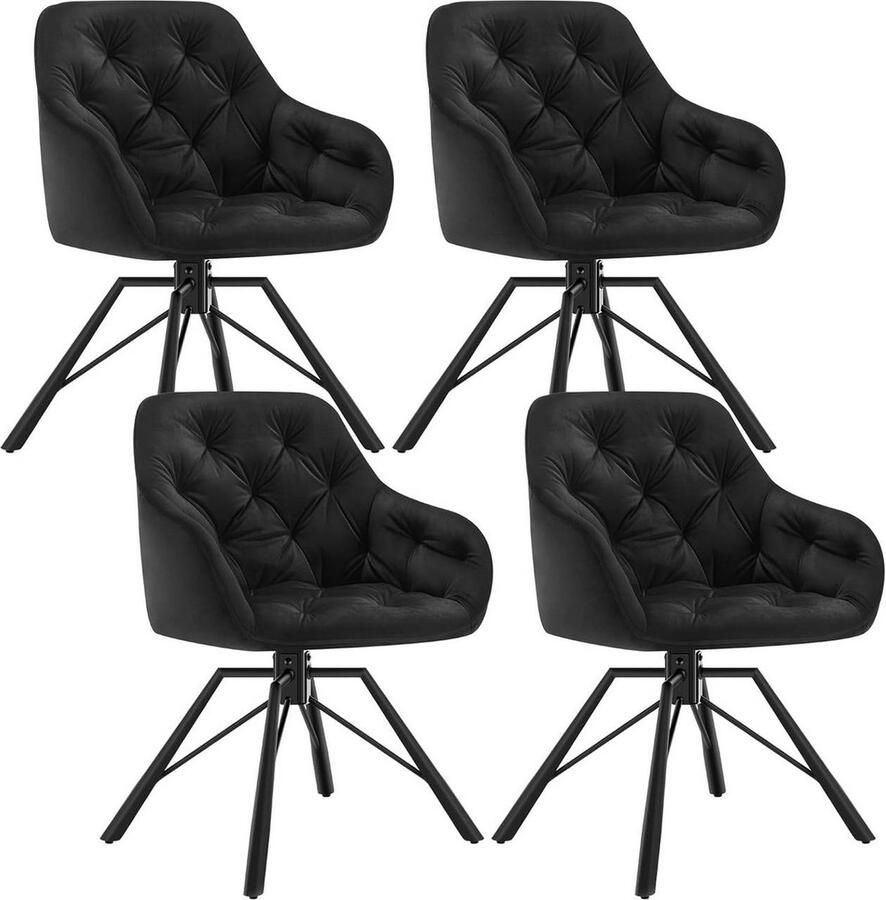 Rootz Living Rootz draaibare eetkamerstoel fluwelen gestoffeerde stoel comfortabele zit ergonomisch ontwerp 57 5 ​​cm x 82 5 cm x 53 cm