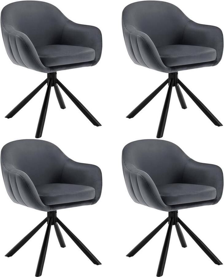 Rootz Living Rootz Draaibare Eetkamerstoel Modern Fluweel Zachte schuimvulling 57cm x 79cm x 62cm 360° Rotatie Ergonomisch ontwerp