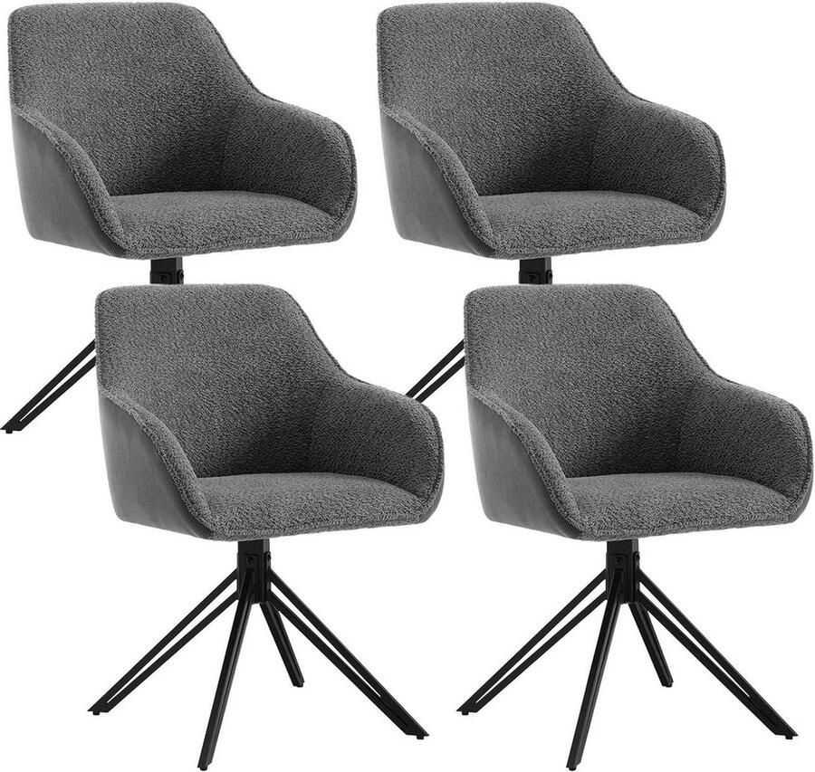 Rootz Living Rootz Draaibare Eetkamerstoel Moderne Stoel Comfortabele Fauteuil Boucle Stof 58cm x 82cm x 53 5cm