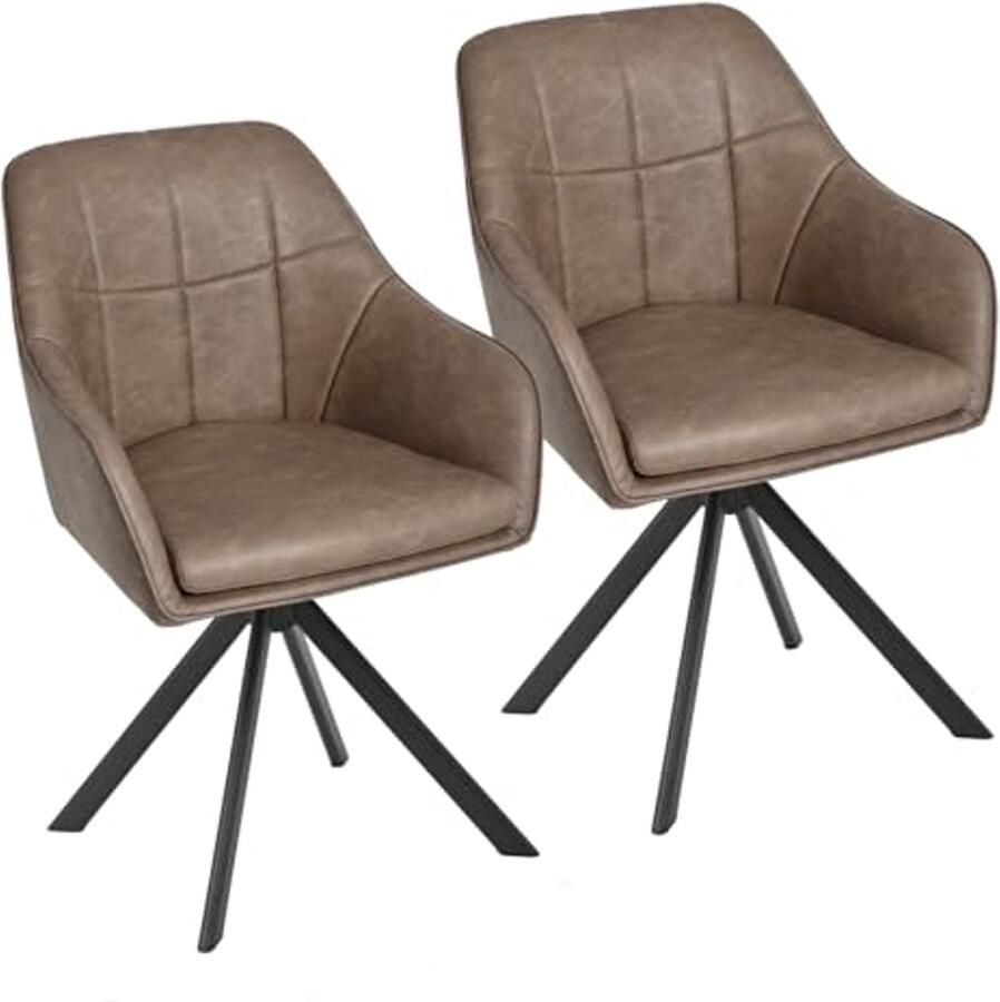 Draaibare Eetkamerstoelen met Armleuning Set van 2 Gestoffeerde Keukenstoelen voor Eetkamer Keuken en Kantoor