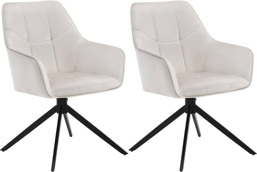 Rootz Living Rootz Draaibare eetkamerstoelenset Moderne stoelen Gewatteerd fluweel Ergonomisch ontwerp 58 cm x 86 cm x 63 5 cm