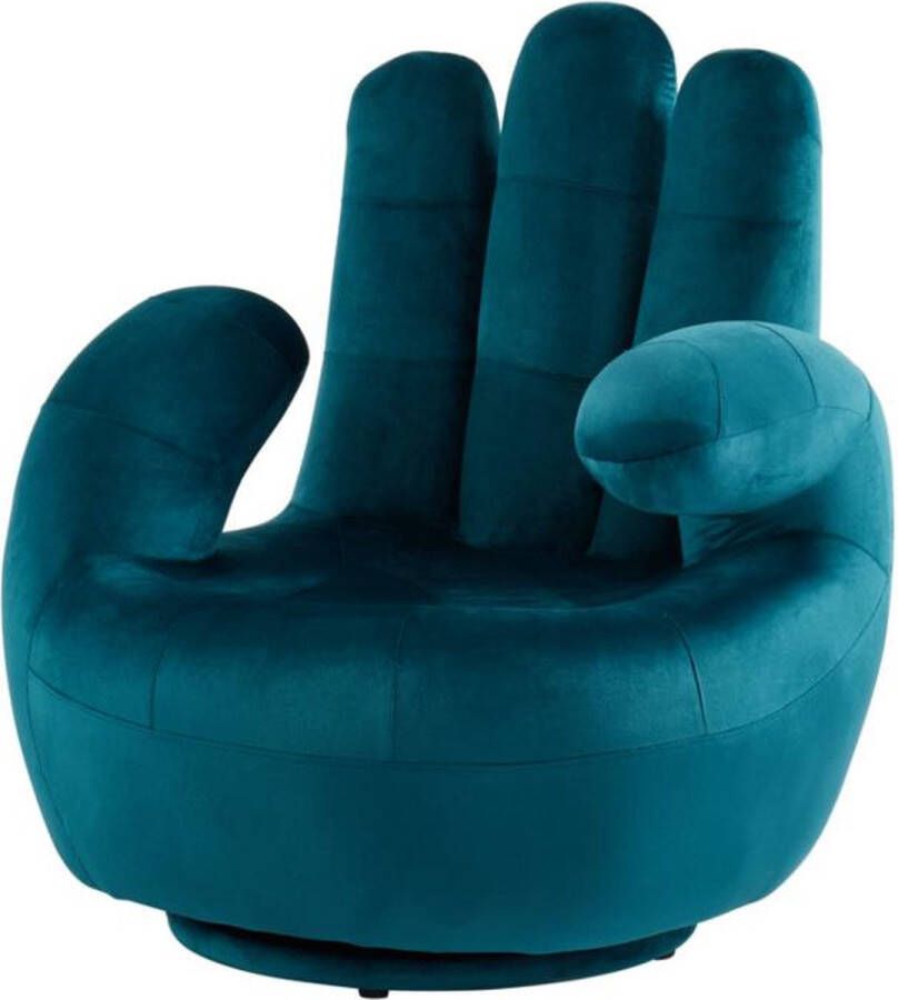 Vente-unique Draaibare fauteuil hand CATCHY van fluweel Eendenblauw L 82 cm x H 89 cm x D 78 cm - Foto 2