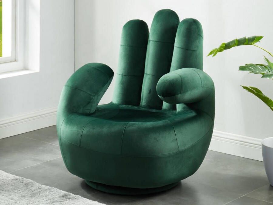 Vente-unique Draaibare fauteuil hand CATCHY van fluweel Spargroen L 82 cm x H 89 cm x D 78 cm - Foto 4