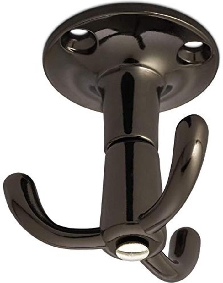 Draaibare kapstokhaak met 3 ophanghaken Zwart Chroom voor plafondmontage